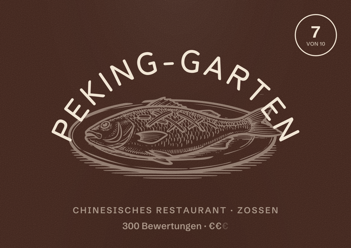 Illustriertes Poster von Peking-Garten, Chinesisches Restaurant in Zossen: Bewertung 7 von 10 aus 300 Bewertungen, Preisniveau €€