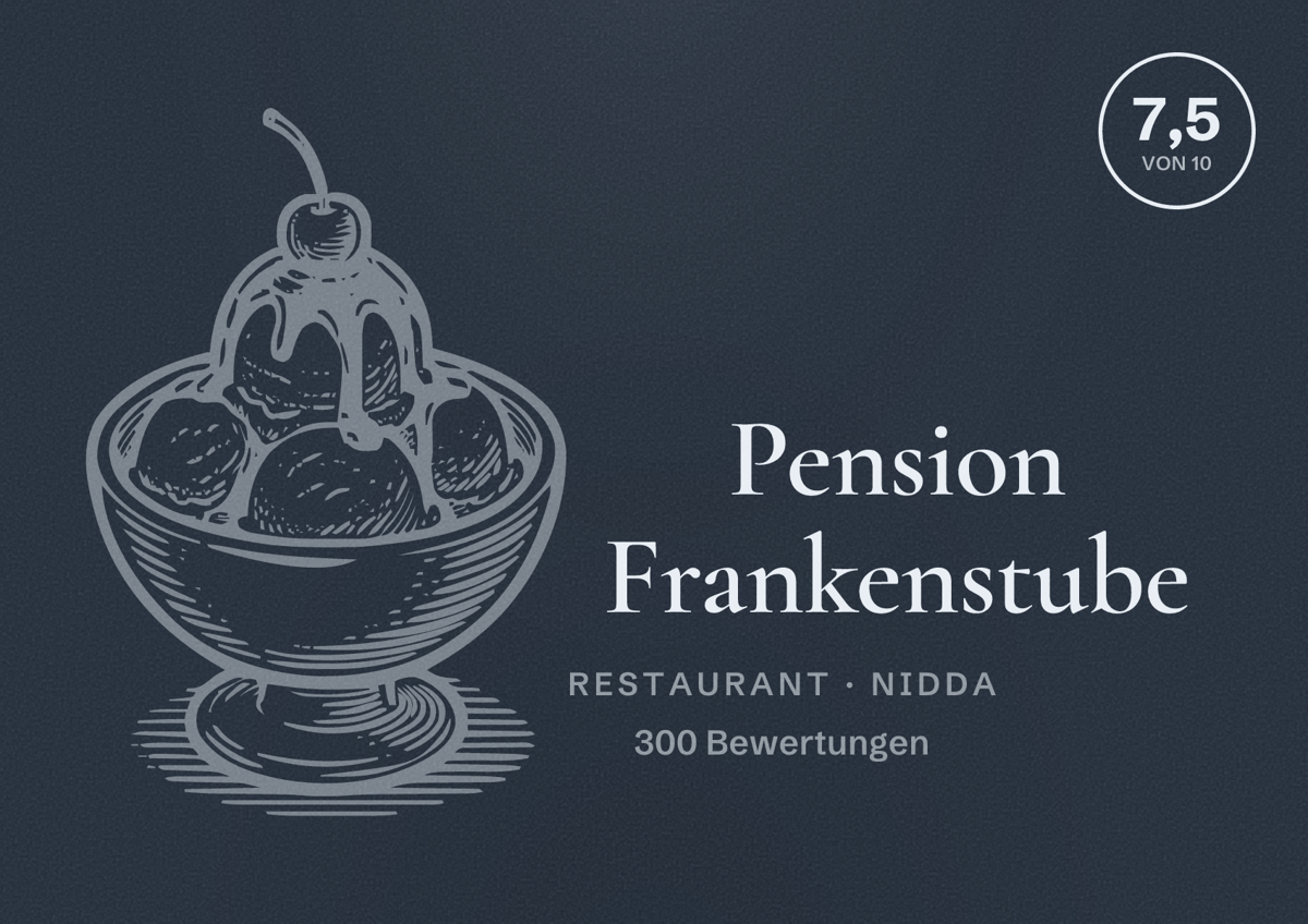 Illustriertes Poster von Pension Frankenstube, Restaurant in Nidda: Bewertung 7,5 von 10 aus 300 Bewertungen