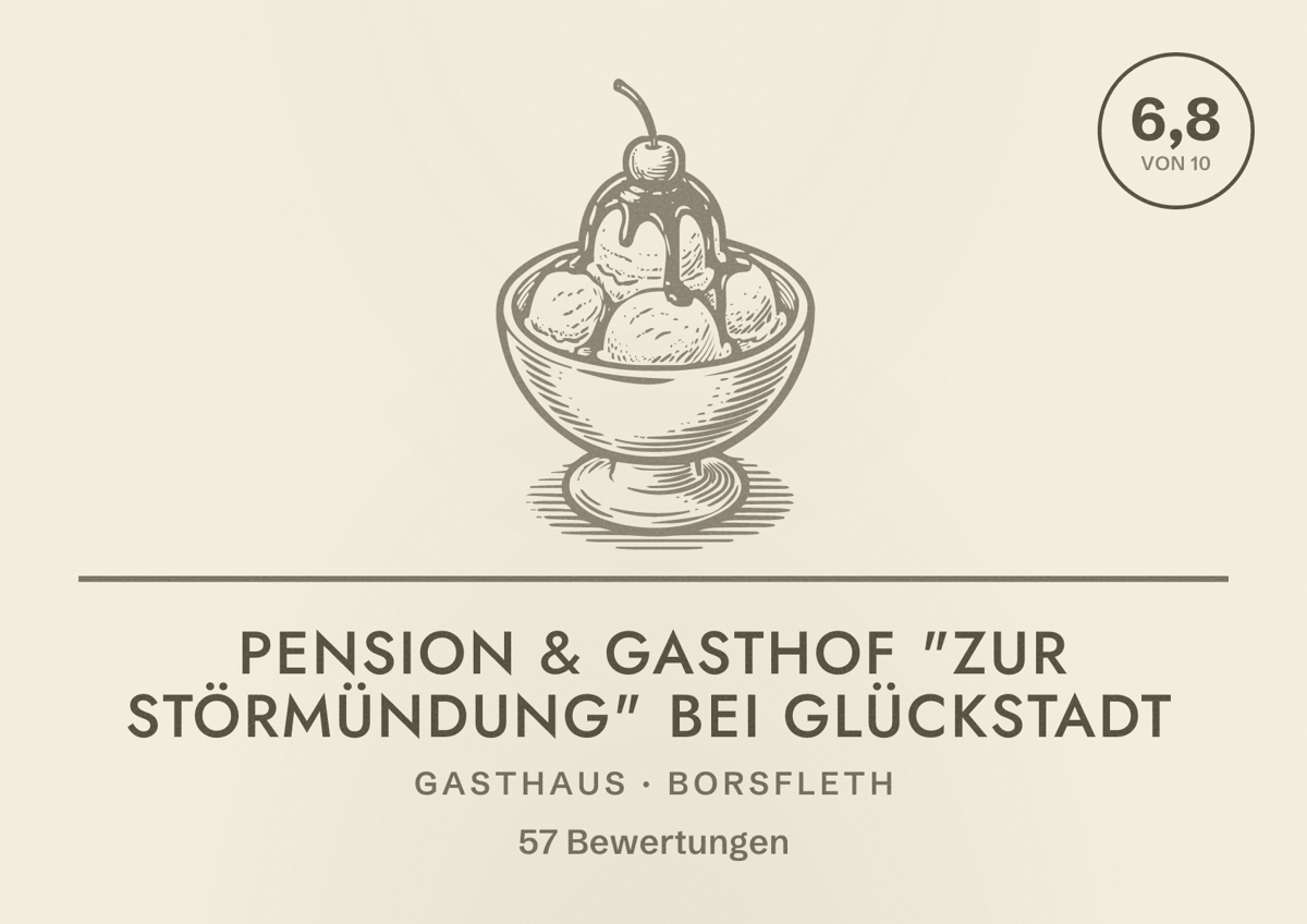 Illustriertes Poster von Pension & Gasthof "Zur Störmündung" bei Glückstadt, Gasthaus in Borsfleth: Bewertung 6,8 von 10 aus 57 Bewertungen