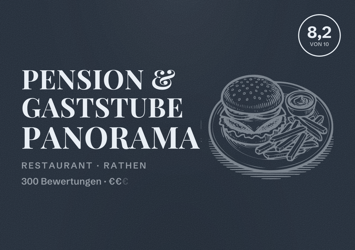 Illustriertes Poster von Pension & Gaststube Panorama, Restaurant in Rathen: Bewertung 8,2 von 10 aus 300 Bewertungen, Preisniveau €€