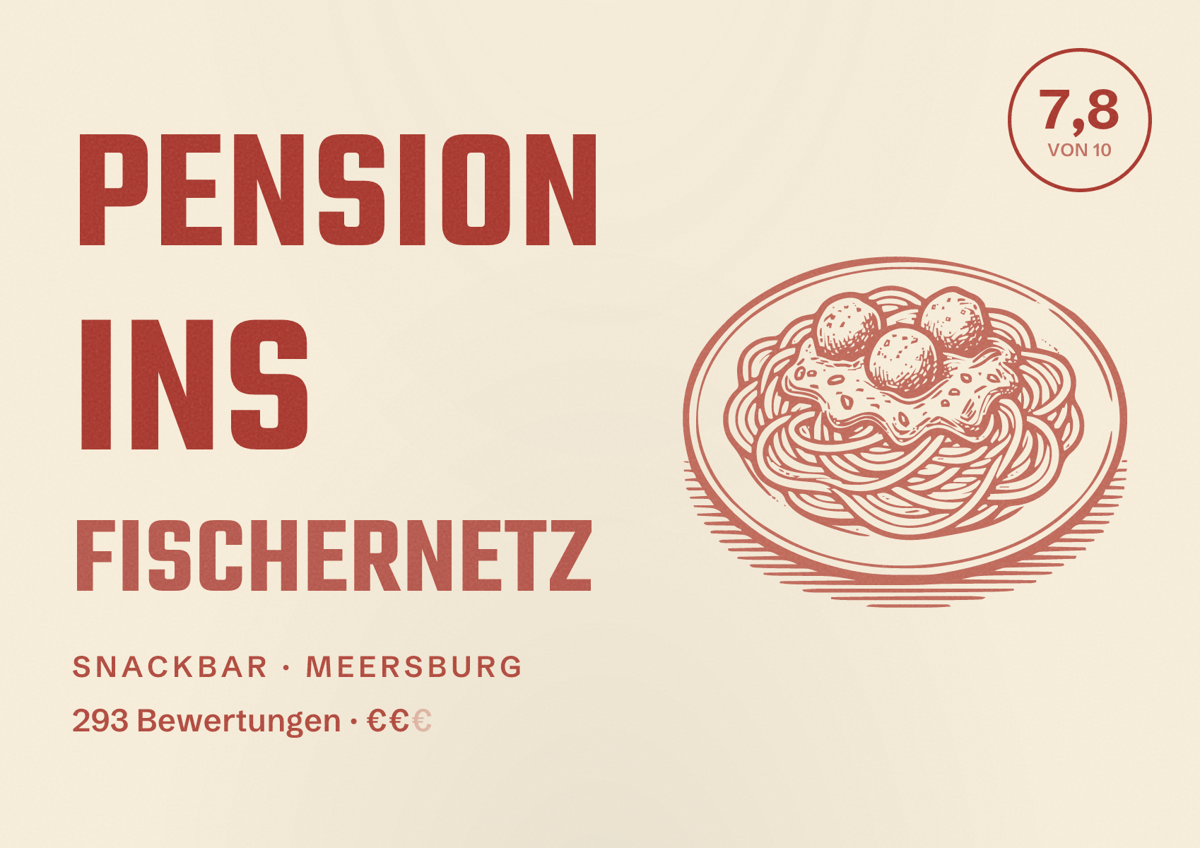Illustriertes Poster von Pension Ins Fischernetz, Snackbar in Meersburg: Bewertung 7,8 von 10 aus 293 Bewertungen, Preisniveau €€