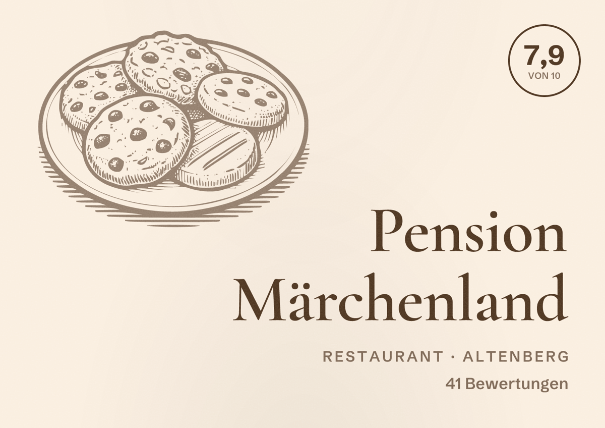 Illustriertes Poster von Pension Märchenland, Restaurant in Altenberg: Bewertung 7,9 von 10 aus 41 Bewertungen