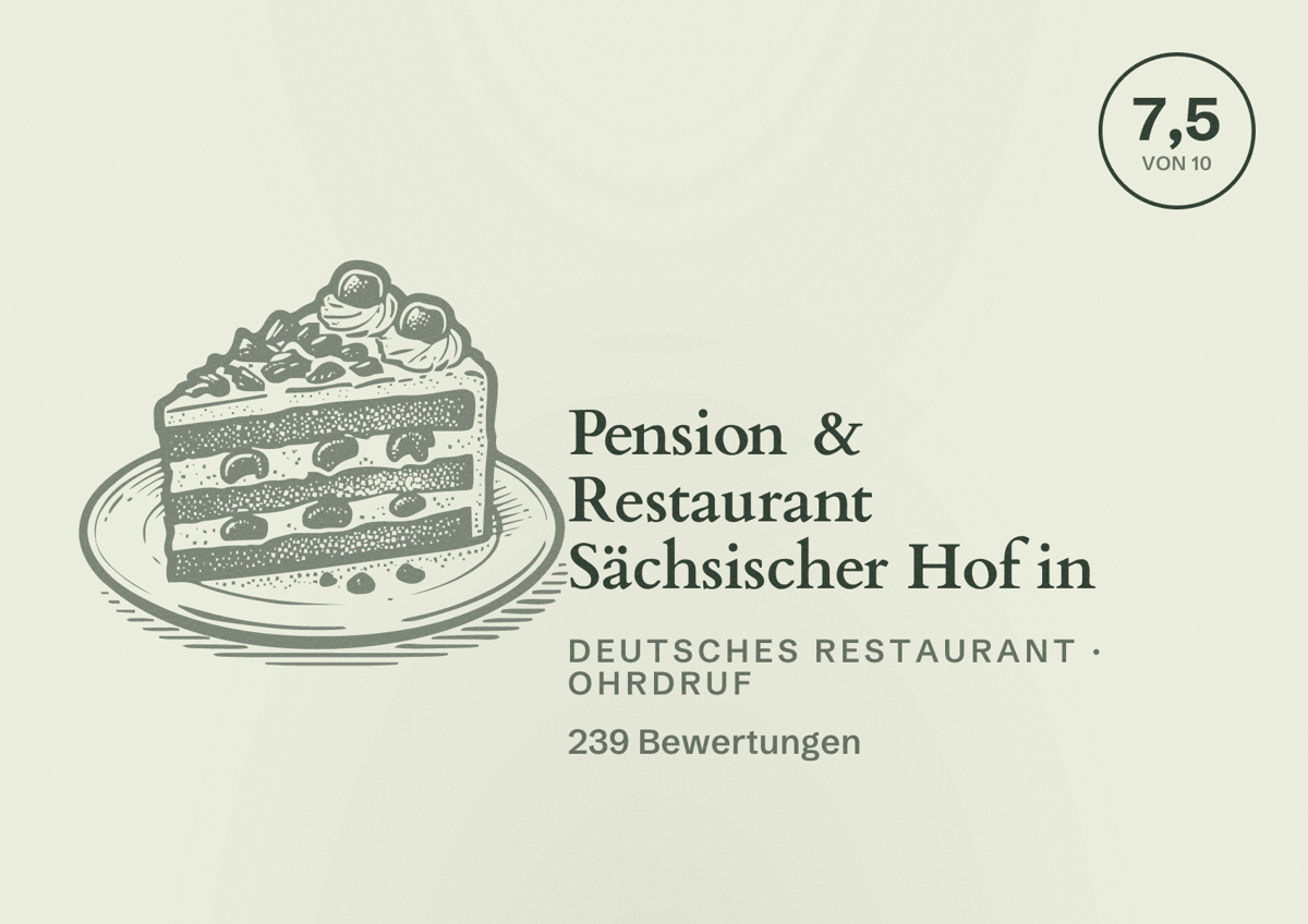 Illustriertes Poster von Pension & Restaurant Sächsischer Hof in, Deutsches Restaurant in Ohrdruf: Bewertung 7,5 von 10 aus 239 Bewertungen