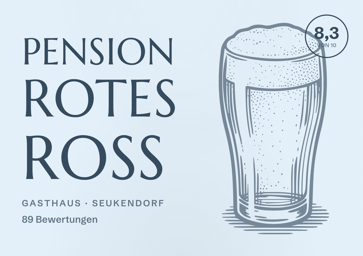 Illustriertes Poster von Pension Rotes Roß, Gasthaus in Seukendorf: Bewertung 8,3 von 10 aus 89 Bewertungen