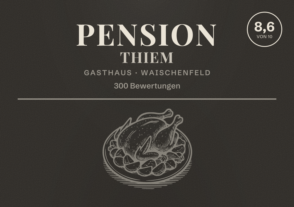 Illustriertes Poster von Pension Thiem, Gasthaus in Waischenfeld: Bewertung 8,6 von 10 aus 300 Bewertungen