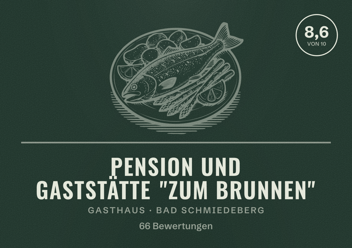 Illustriertes Poster von Pension und Gaststätte "Zum Brunnen", Gasthaus in Bad Schmiedeberg: Bewertung 8,6 von 10 aus 66 Bewertungen