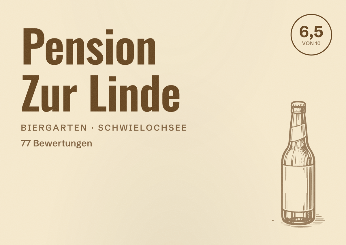 Illustriertes Poster von Pension Zur Linde, Biergarten in Schwielochsee: Bewertung 6,5 von 10 aus 77 Bewertungen
