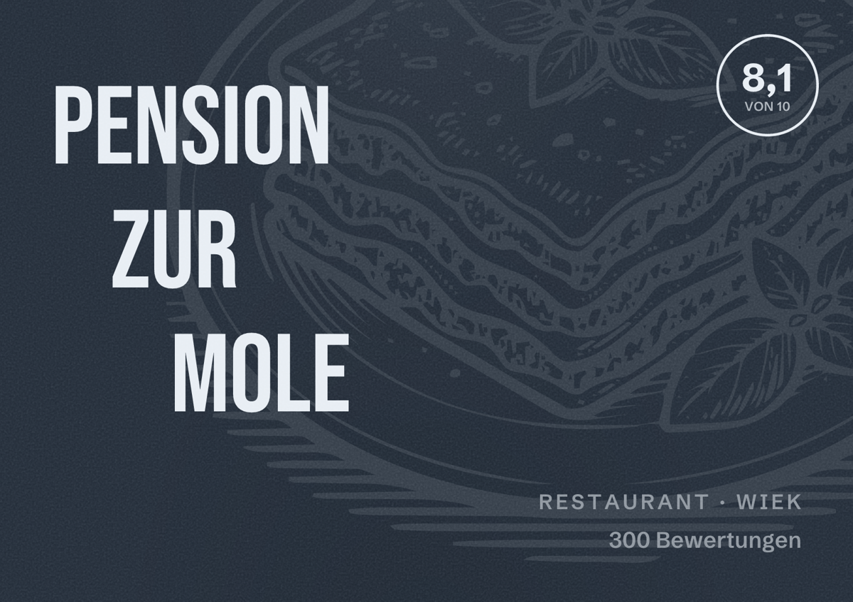 Illustriertes Poster von Pension Zur Mole, Restaurant in Wiek: Bewertung 8,1 von 10 aus 300 Bewertungen