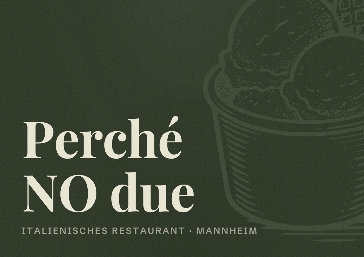 Illustriertes Poster von Perché NO due, Italienisches Restaurant in Mannheim