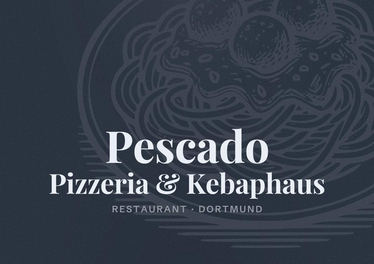 Illustriertes Poster von Pescado Pizzeria & Kebaphaus, Restaurant in Dortmund