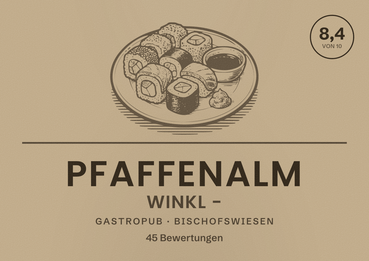 Illustriertes Poster von Pfaffenalm Winkl -, Gastropub in Bischofswiesen: Bewertung 8,4 von 10 aus 45 Bewertungen