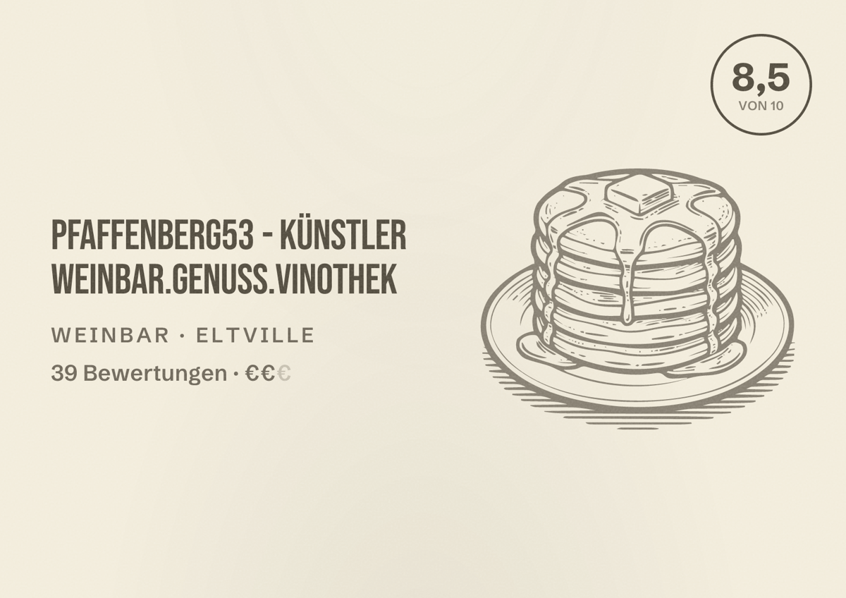 Illustriertes Poster von pfaffenberg53 - KÜNSTLER Weinbar.Genuss.Vinothek, Weinbar in Eltville: Bewertung 8,5 von 10 aus 39 Bewertungen, Preisniveau €€