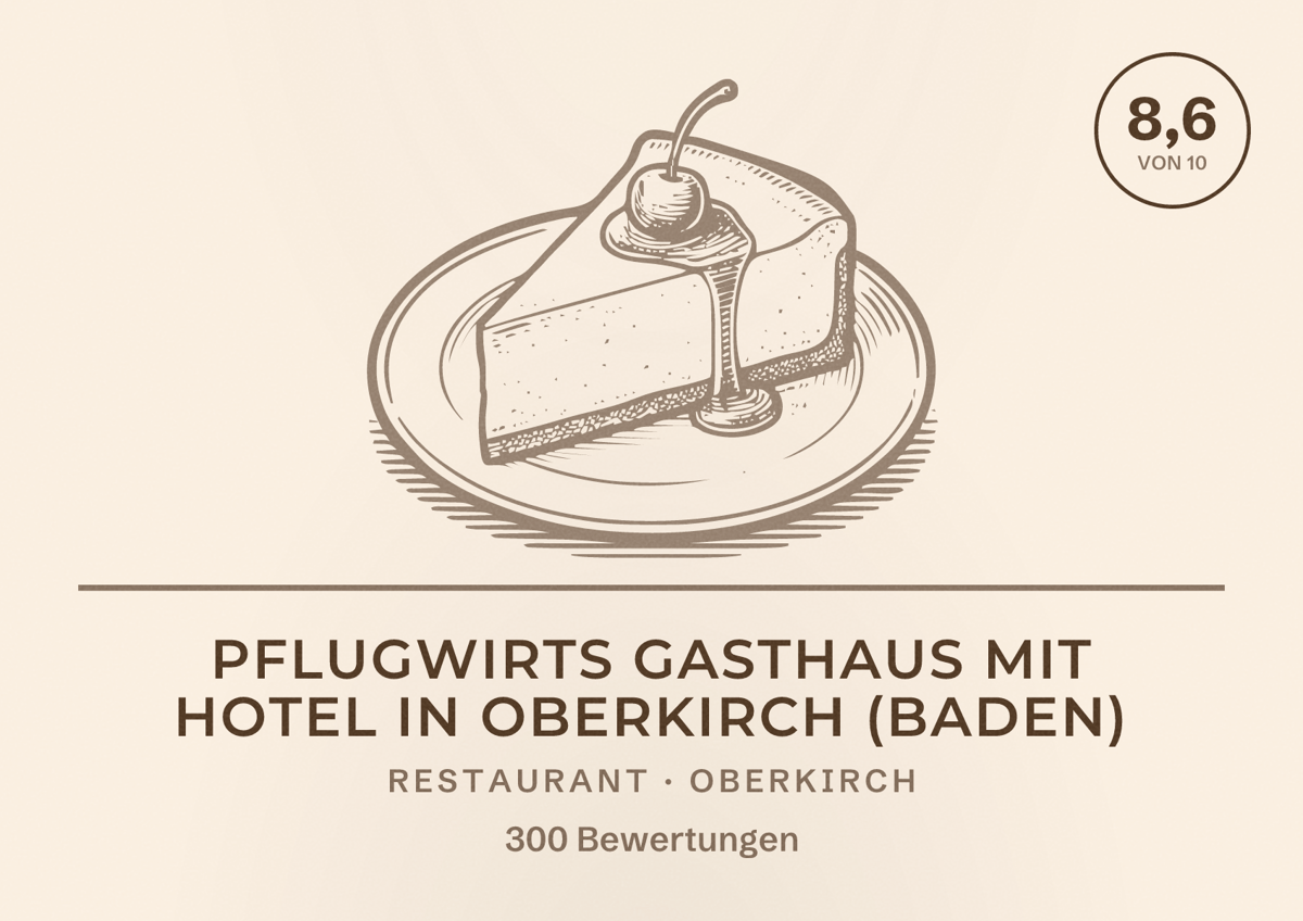 Illustriertes Poster von Pflugwirts Gasthaus mit Hotel in Oberkirch (Baden), Restaurant in Oberkirch: Bewertung 8,6 von 10 aus 300 Bewertungen