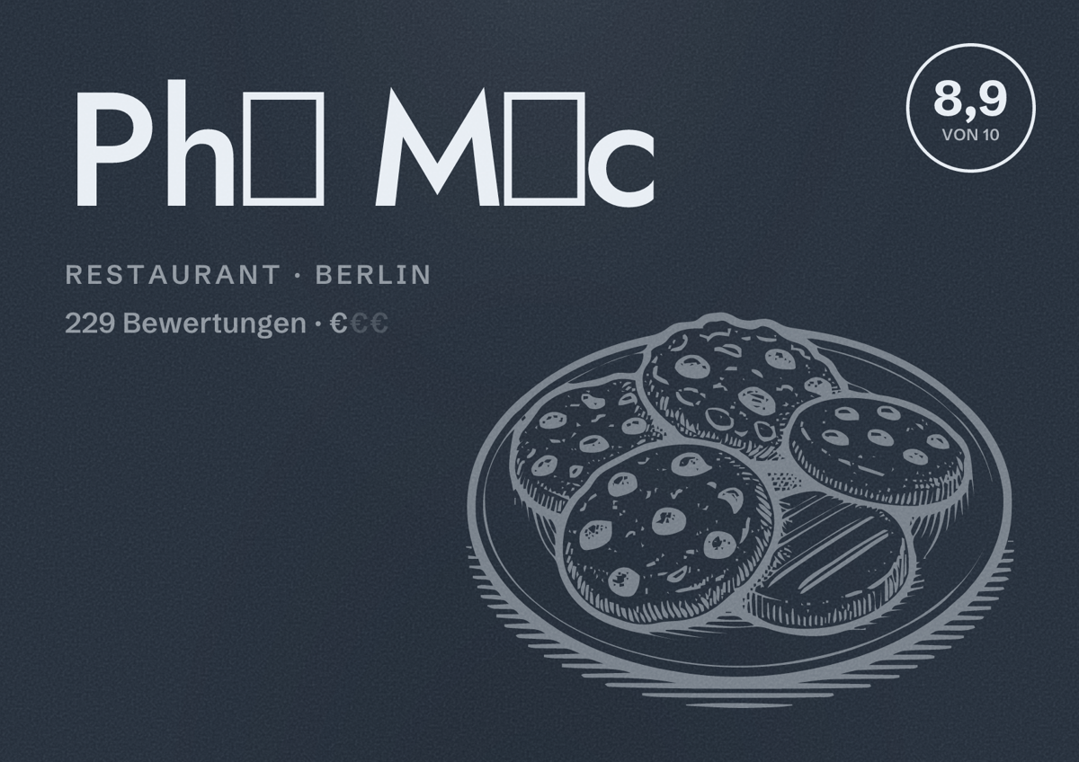 Illustriertes Poster von Phở Mộc, Restaurant in Berlin: Bewertung 8,9 von 10 aus 229 Bewertungen, Preisniveau €