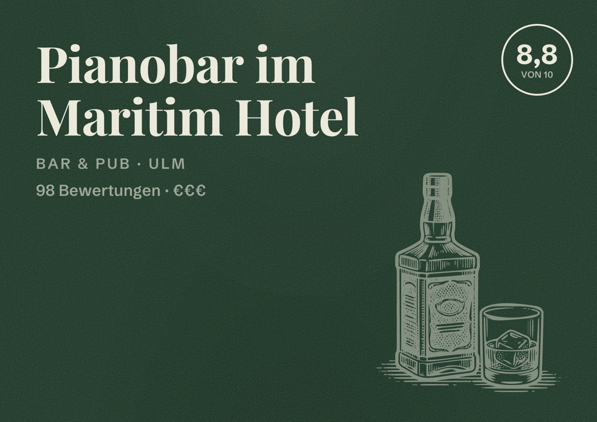 Illustriertes Poster von Pianobar im Maritim Hotel, Bar & Pub in Ulm: Bewertung 8,8 von 10 aus 98 Bewertungen, Preisniveau €€€