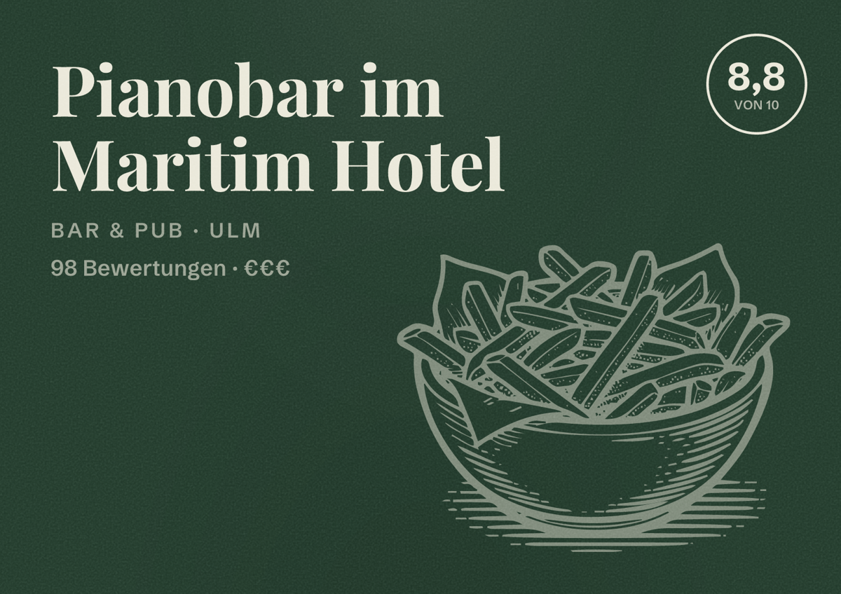 Illustriertes Poster von Pianobar im Maritim Hotel, Bar & Pub in Ulm: Bewertung 8,8 von 10 aus 98 Bewertungen, Preisniveau €€€