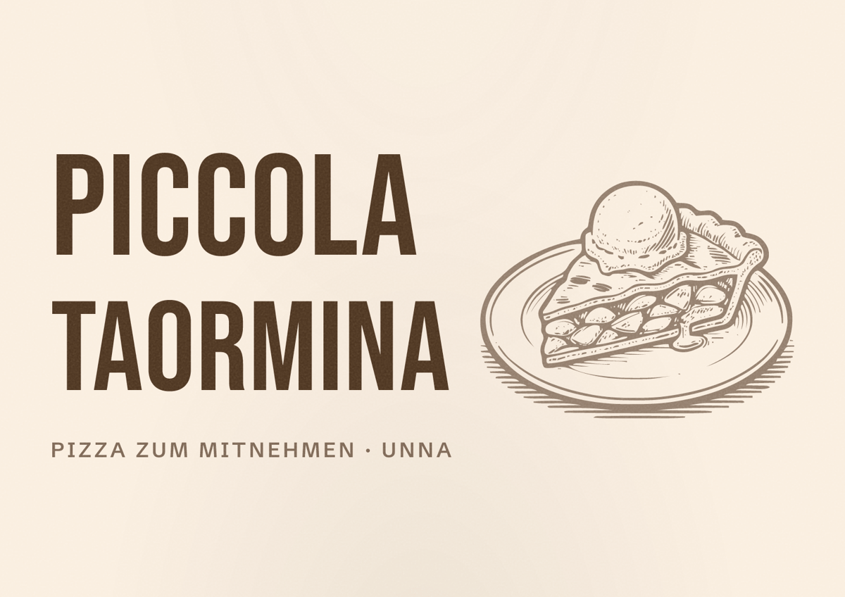 Illustriertes Poster von Piccola Taormina, Pizza zum Mitnehmen in Unna
