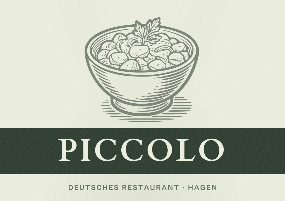 Illustriertes Poster von Piccolo, Deutsches Restaurant in Hagen
