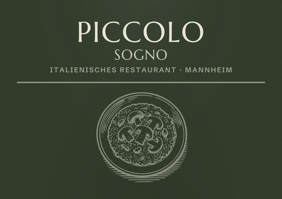 Illustriertes Poster von Piccolo Sogno, Italienisches Restaurant in Mannheim