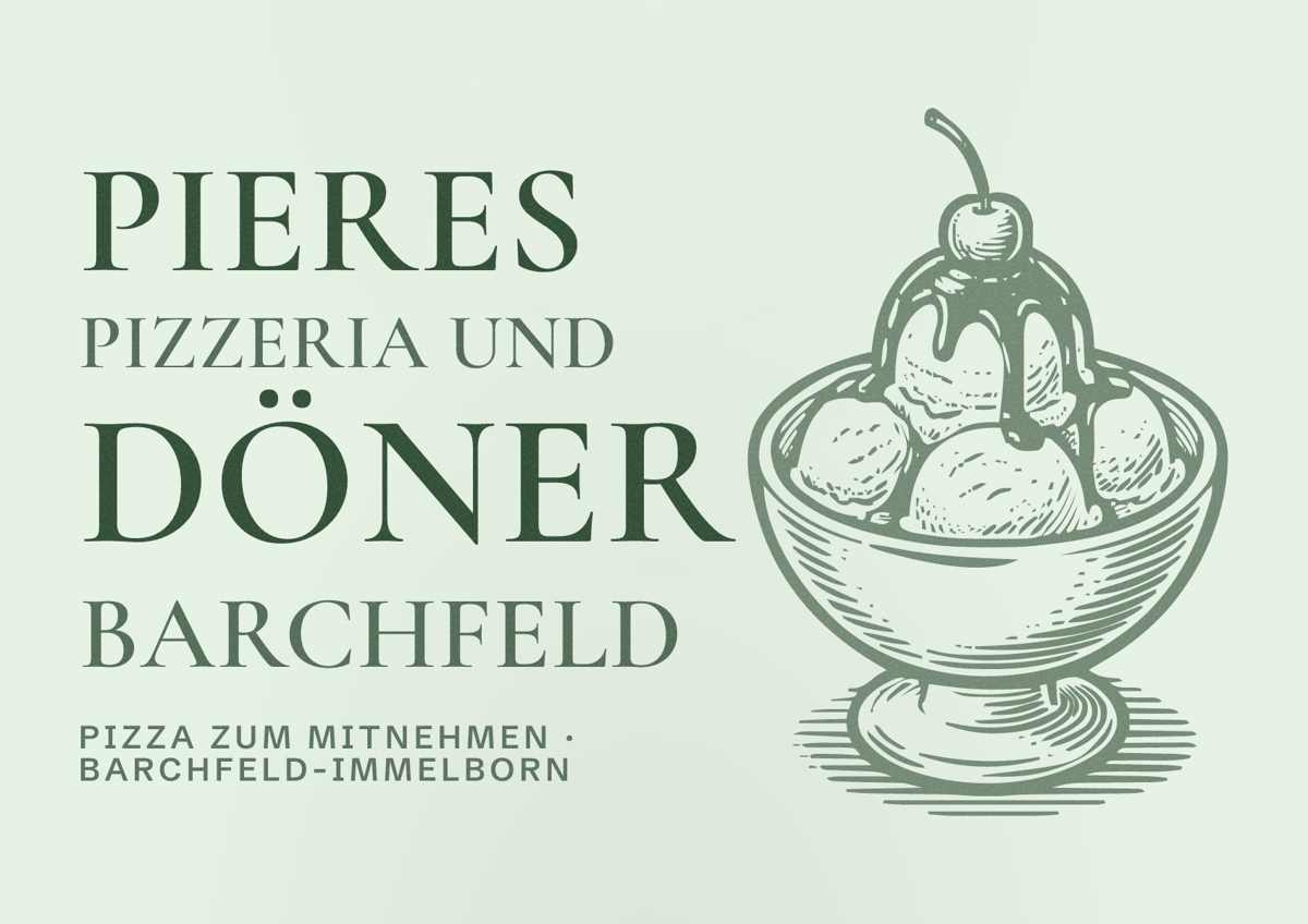 Illustriertes Poster von Pieres Pizzeria und Döner Barchfeld, Pizza zum Mitnehmen in Barchfeld-Immelborn