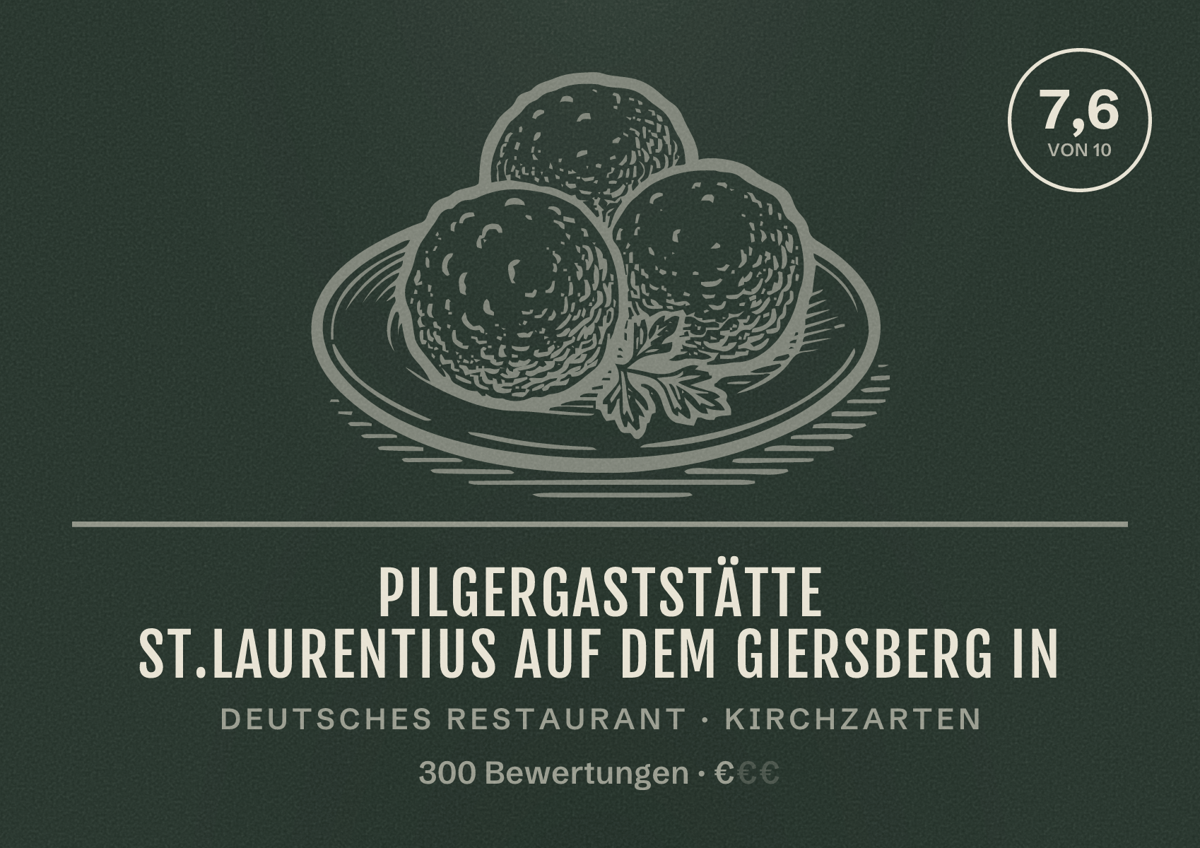 Illustriertes Poster von Pilgergaststätte St.Laurentius auf dem Giersberg in, Deutsches Restaurant in Kirchzarten: Bewertung 7,6 von 10 aus 300 Bewertungen, Preisniveau €