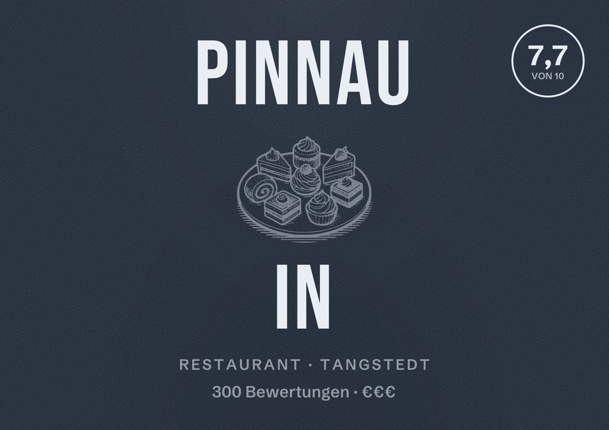 Illustriertes Poster von Pinnau in, Restaurant in Tangstedt: Bewertung 7,7 von 10 aus 300 Bewertungen, Preisniveau €€€
