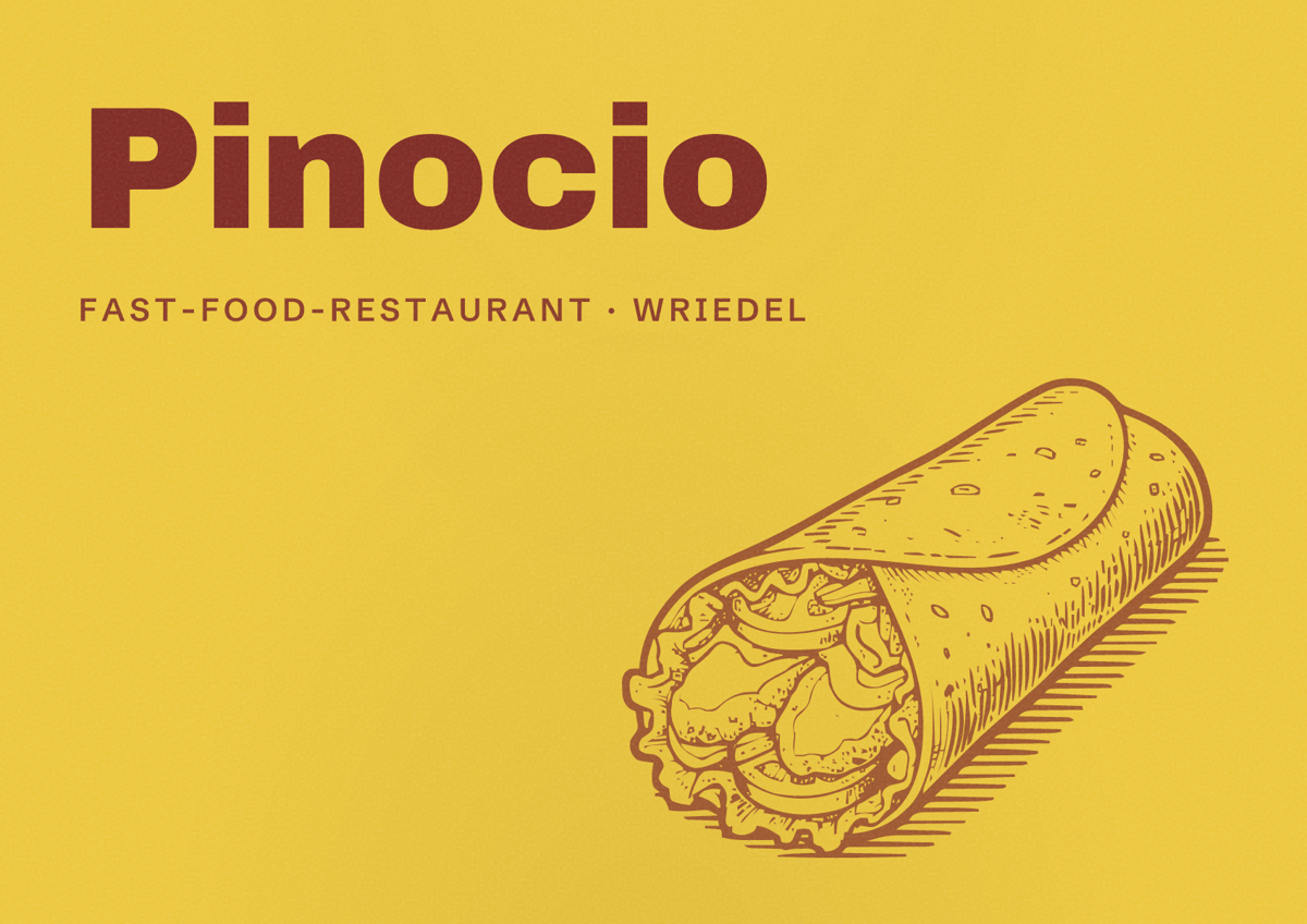 Illustriertes Poster von Pinocio, Fast-Food-Restaurant in Wriedel