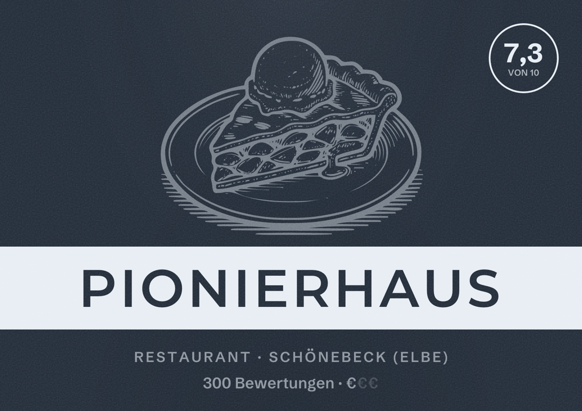 Illustriertes Poster von Pionierhaus, Restaurant in Schönebeck (Elbe): Bewertung 7,3 von 10 aus 300 Bewertungen, Preisniveau €