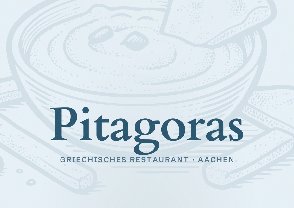 Illustriertes Poster von Pitagoras, Griechisches Restaurant in Aachen