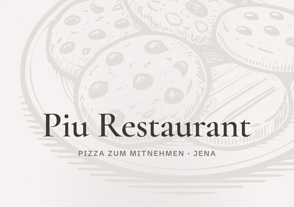 Illustriertes Poster von Piu Restaurant, Pizza zum Mitnehmen in Jena