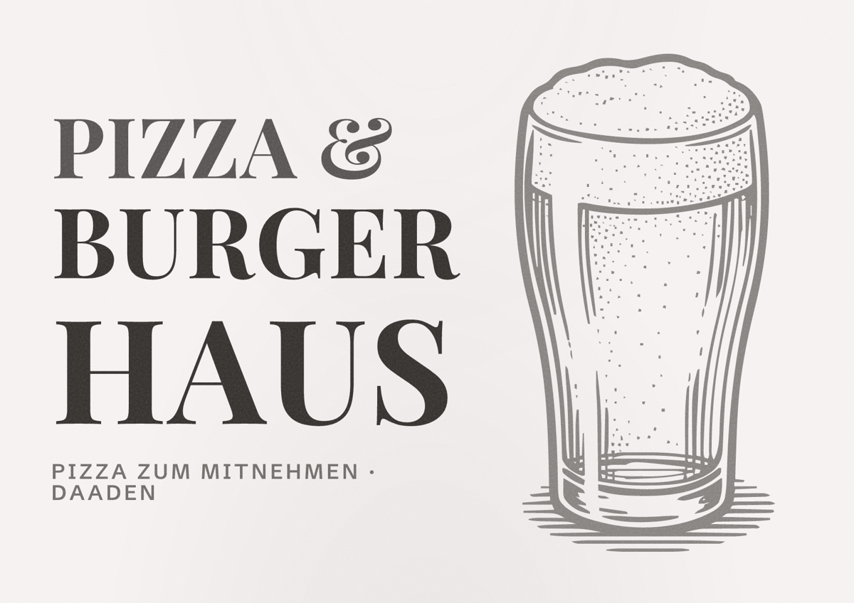 Illustriertes Poster von Pizza & Burger Haus, Pizza zum Mitnehmen in Daaden