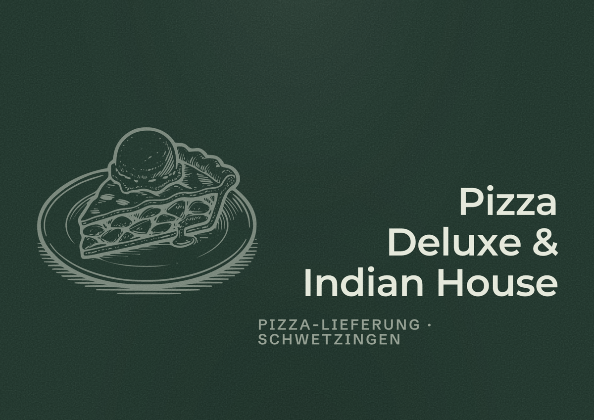 Illustriertes Poster von Pizza Deluxe & Indian House, Pizza-Lieferung in Schwetzingen