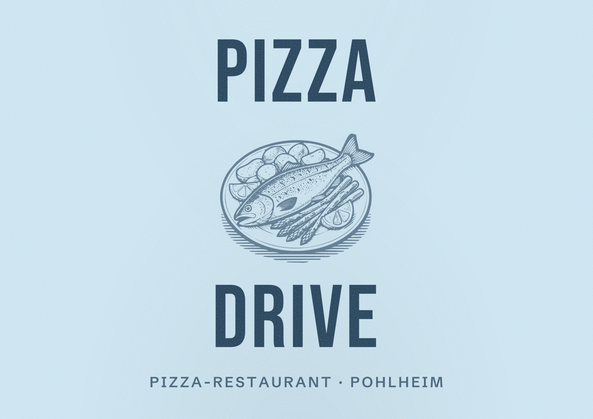 Illustriertes Poster von Pizza Drive, Pizza-Restaurant in Pohlheim
