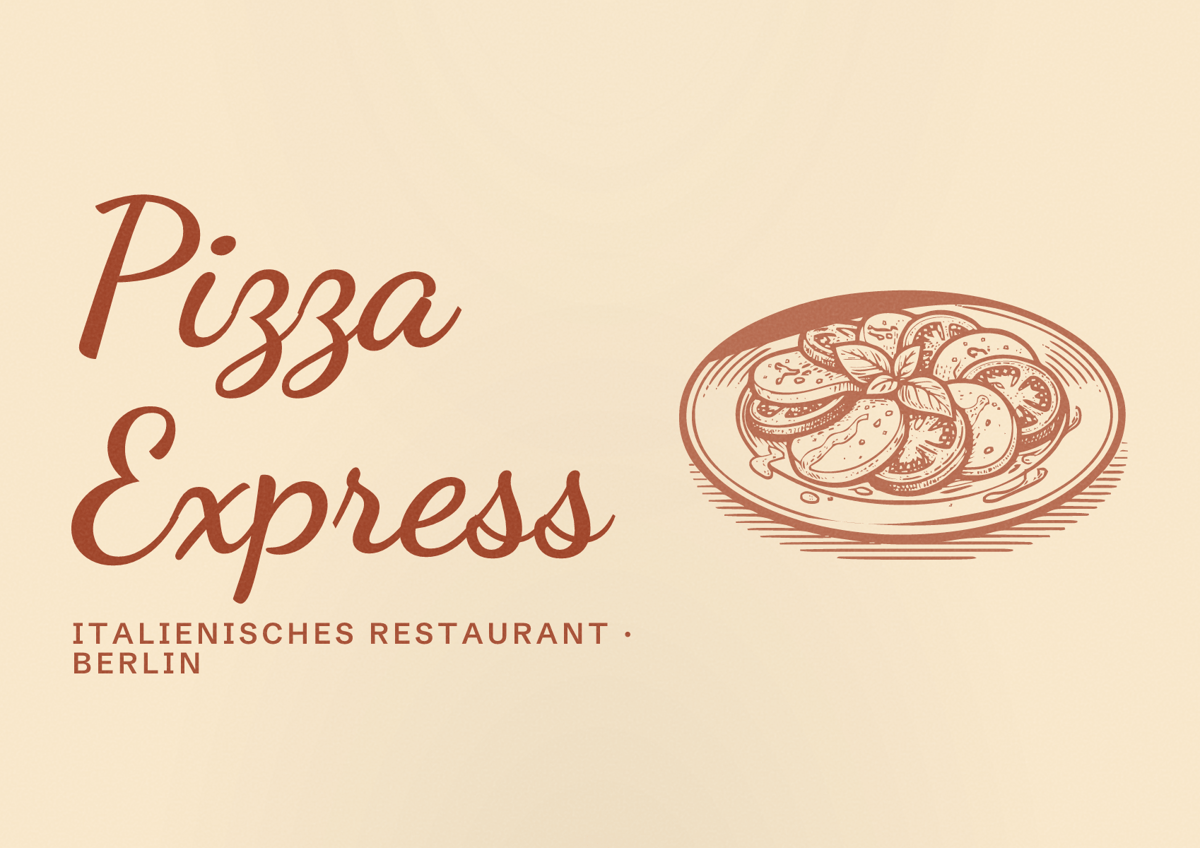 Illustriertes Poster von Pizza Express, Italienisches Restaurant in Berlin