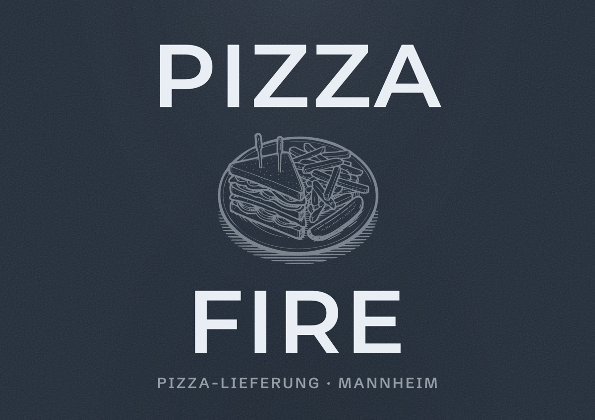 Illustriertes Poster von Pizza Fire, Pizza-Lieferung in Mannheim
