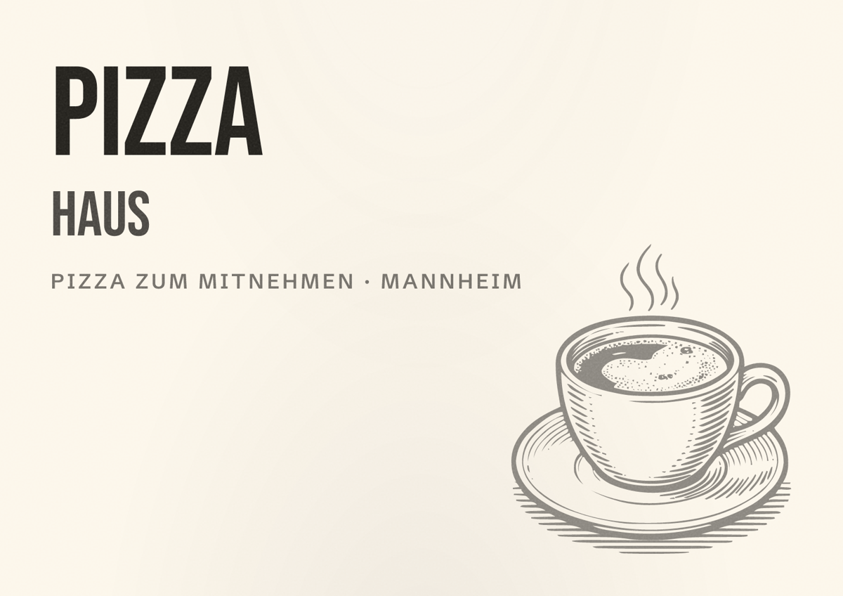 Illustriertes Poster von Pizza Haus, Pizza zum Mitnehmen in Mannheim