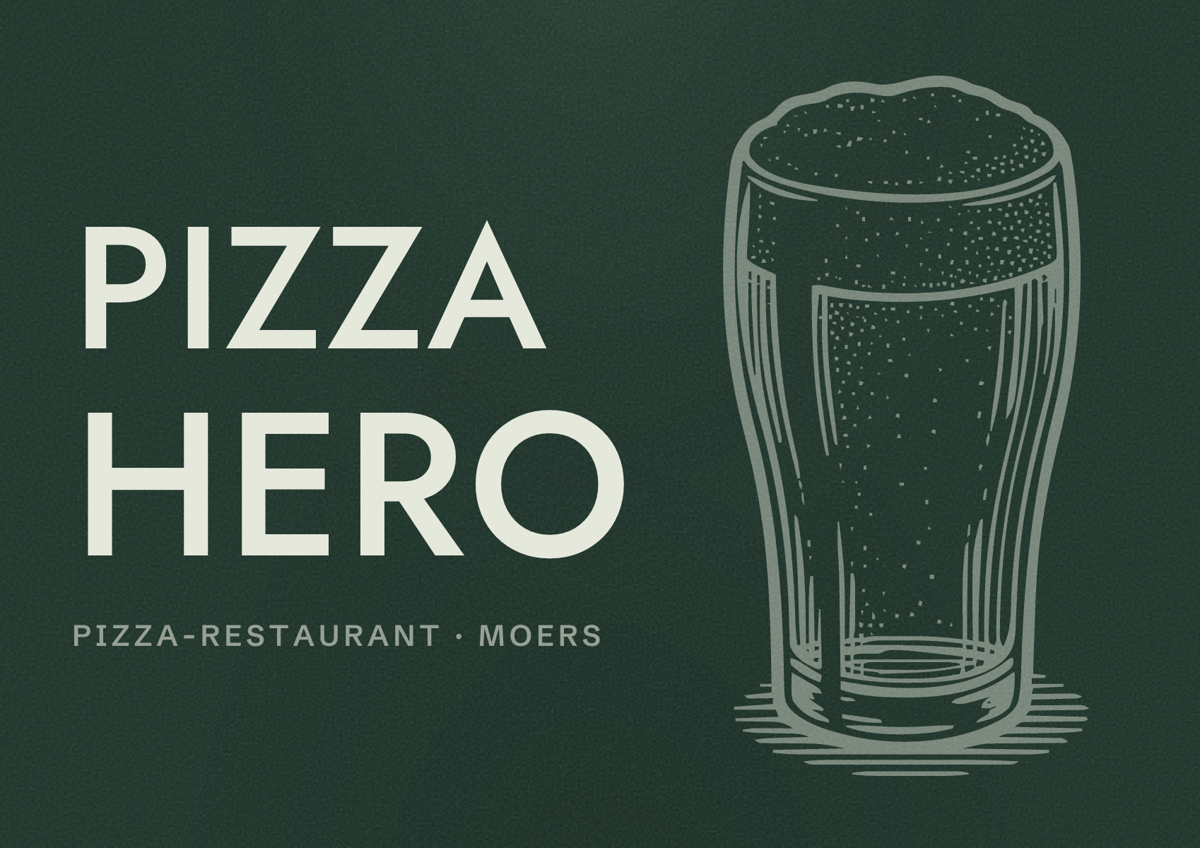 Illustriertes Poster von Pizza Hero, Pizza-Restaurant in Moers