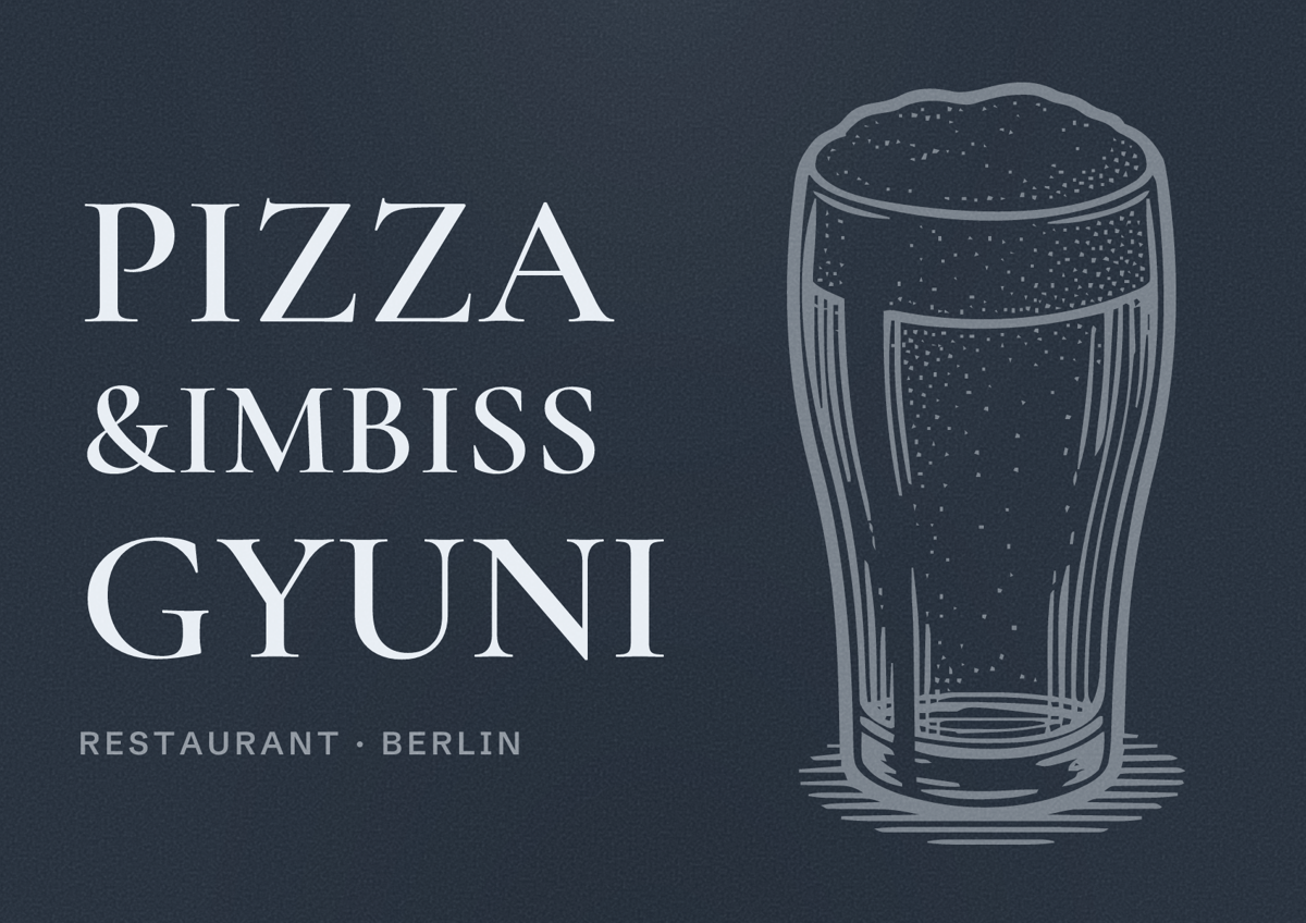 Illustriertes Poster von Pizza &Imbiss Gyuni, Restaurant in Berlin