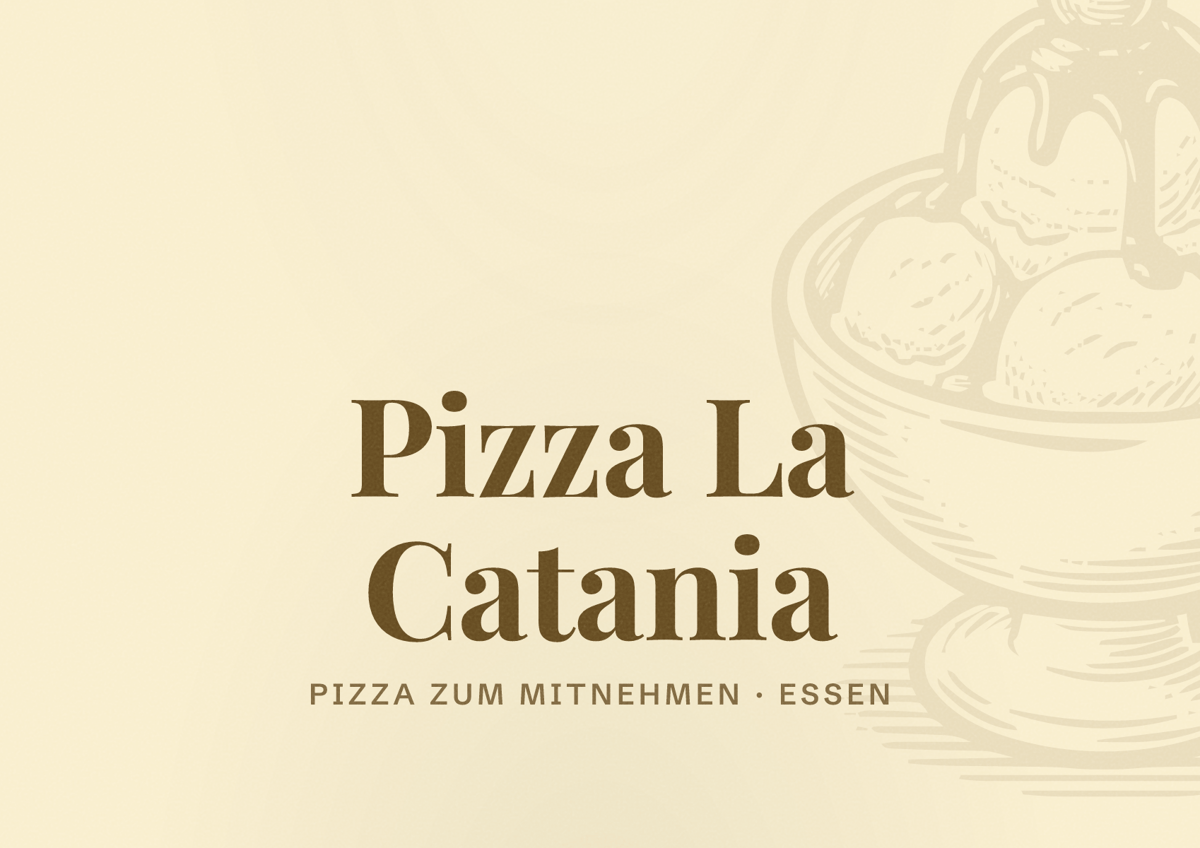 Illustriertes Poster von Pizza La Catania, Pizza zum Mitnehmen in Essen