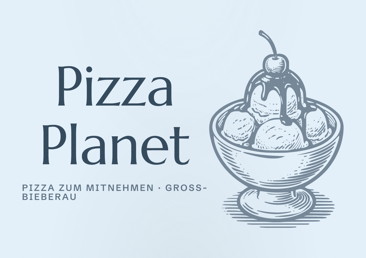Illustriertes Poster von Pizza Planet, Pizza zum Mitnehmen in Groß-Bieberau
