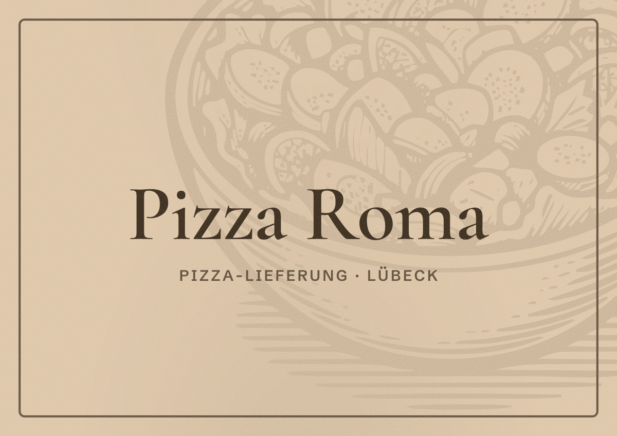 Illustriertes Poster von Pizza Roma, Pizza-Lieferung in Lübeck