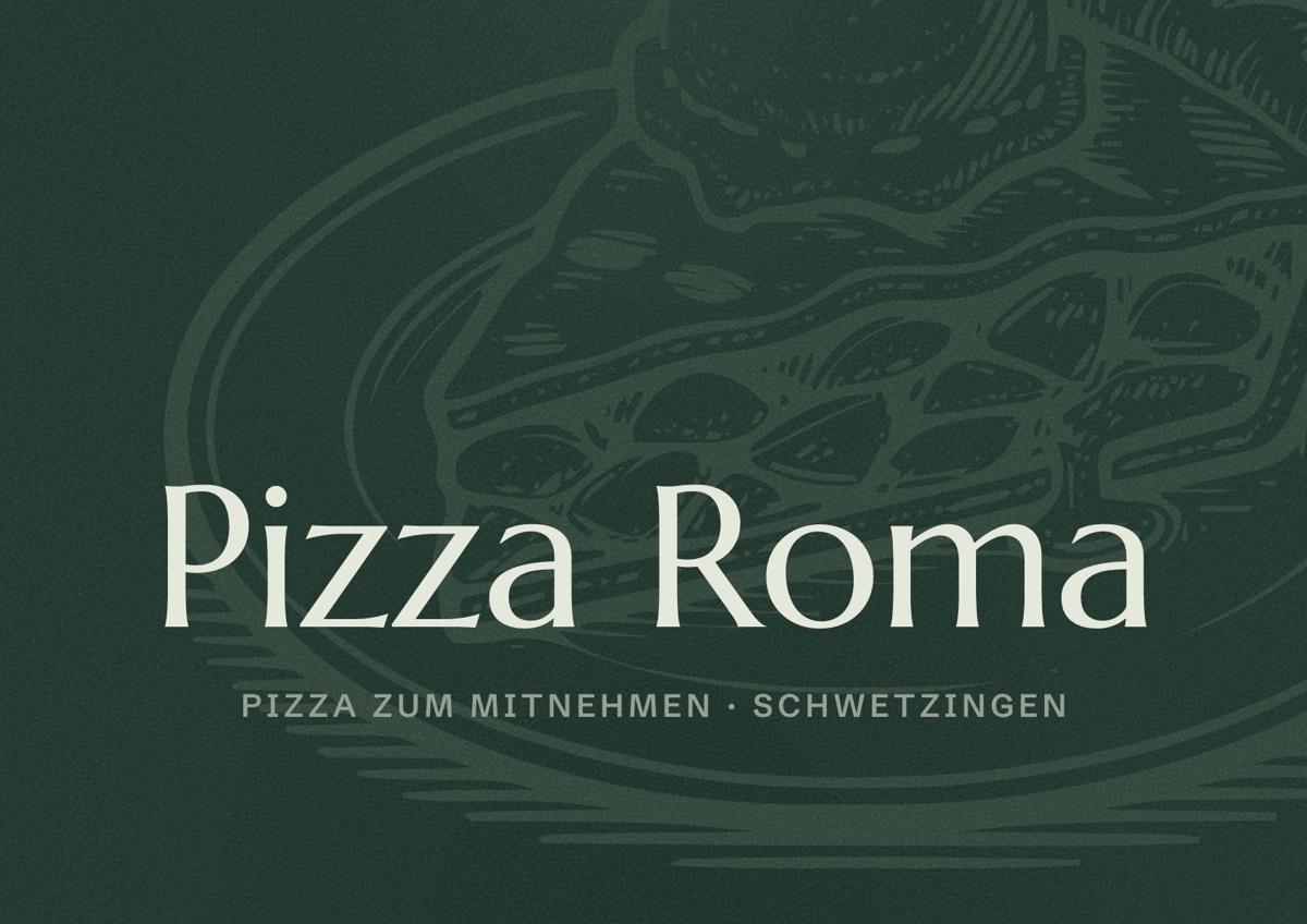 Illustriertes Poster von Pizza Roma, Pizza zum Mitnehmen in Schwetzingen