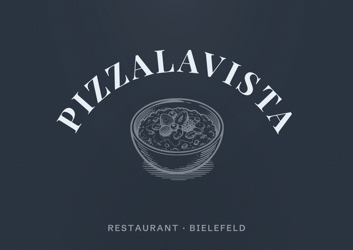 Illustriertes Poster von PizzaLaVista, Restaurant in Bielefeld
