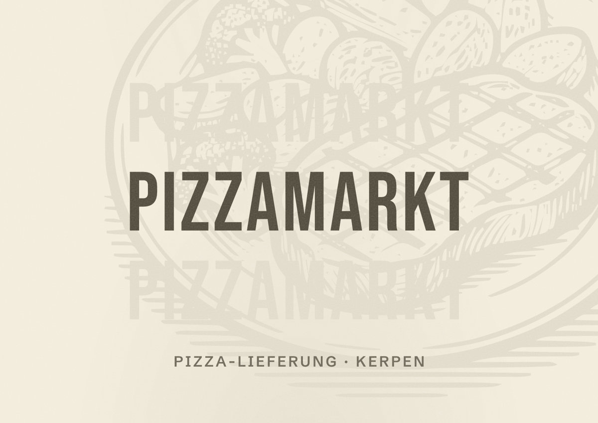 Illustriertes Poster von PizzaMarkt, Pizza-Lieferung in Kerpen