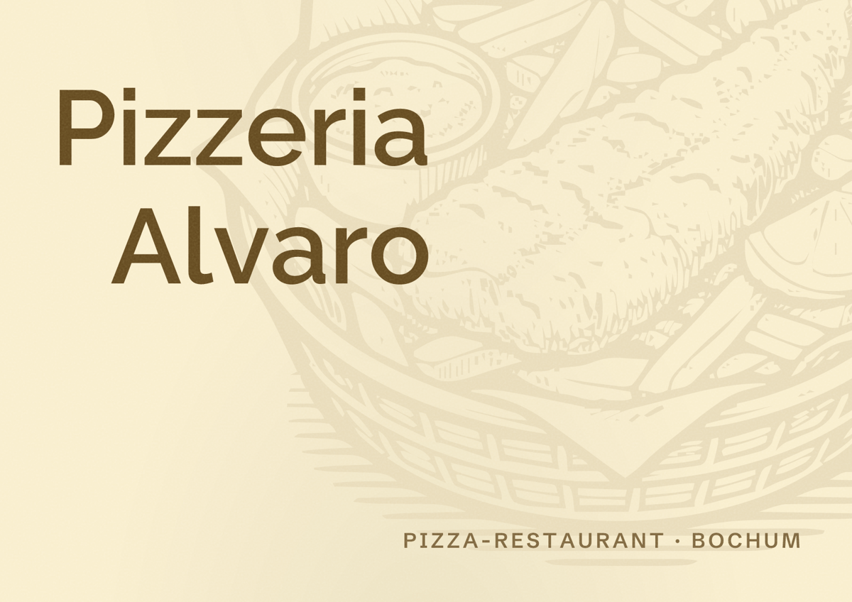 Illustriertes Poster von Pizzeria Alvaro, Pizza-Restaurant in Bochum