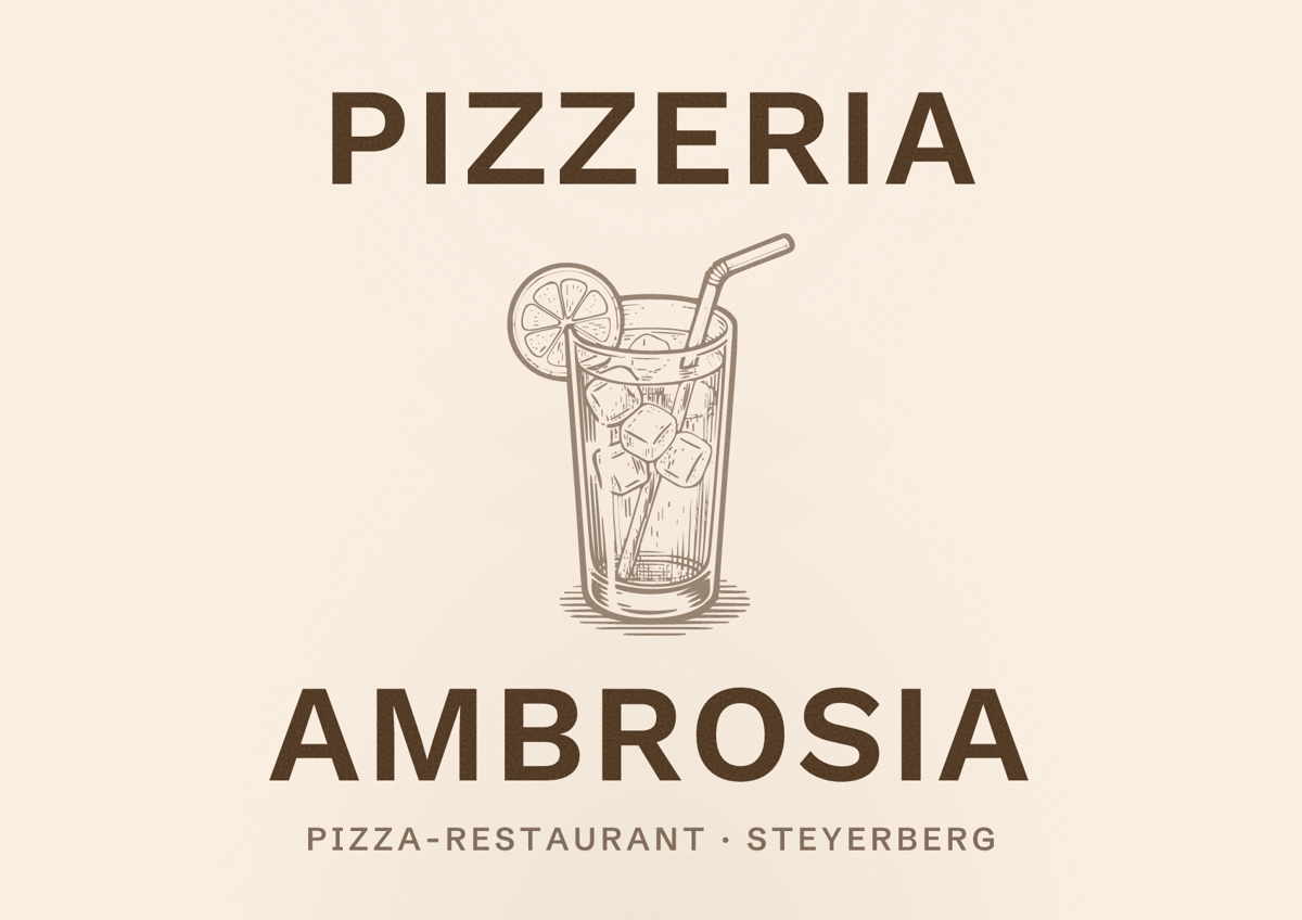 Illustriertes Poster von Pizzeria Ambrosia, Pizza-Restaurant in Steyerberg