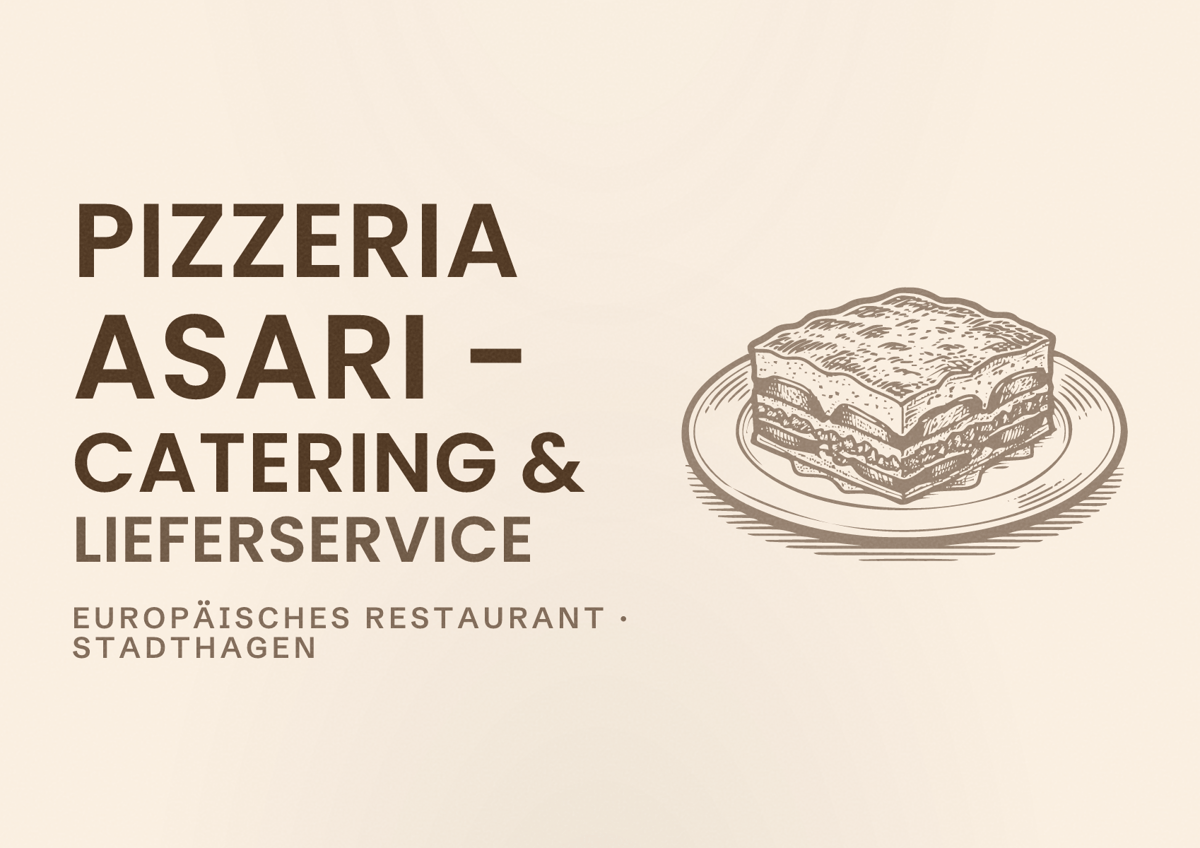 Illustriertes Poster von Pizzeria Asari - Catering & Lieferservice, Europäisches Restaurant in Stadthagen