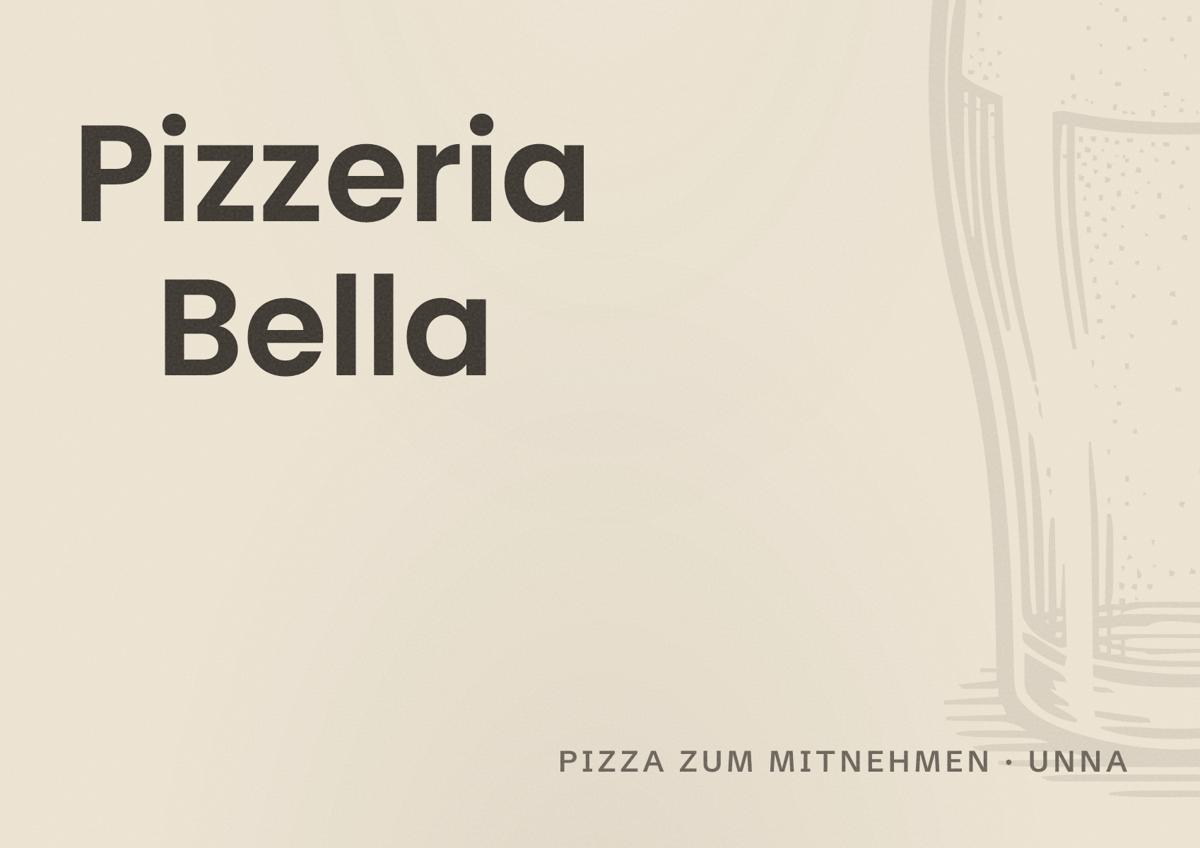 Illustriertes Poster von Pizzeria Bella, Pizza zum Mitnehmen in Unna