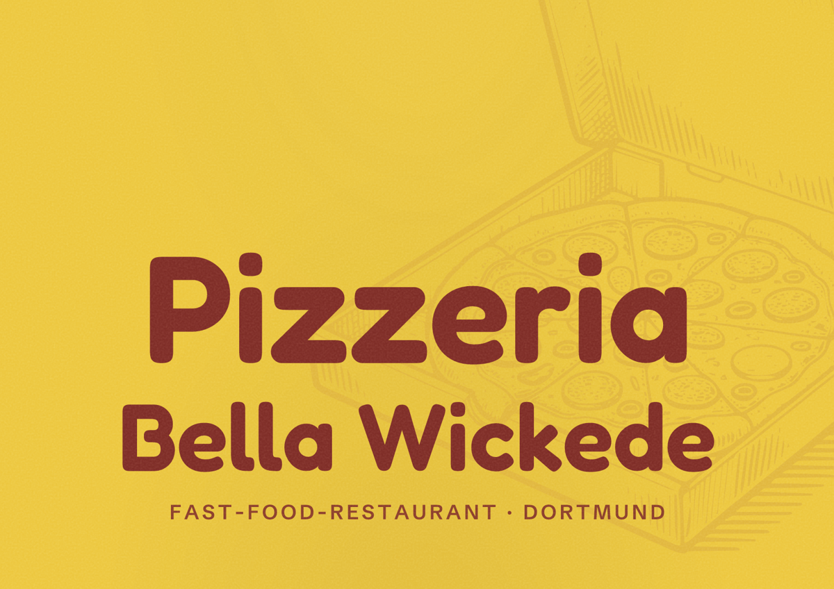 Illustriertes Poster von Pizzeria Bella Wickede, Fast-Food-Restaurant in Dortmund
