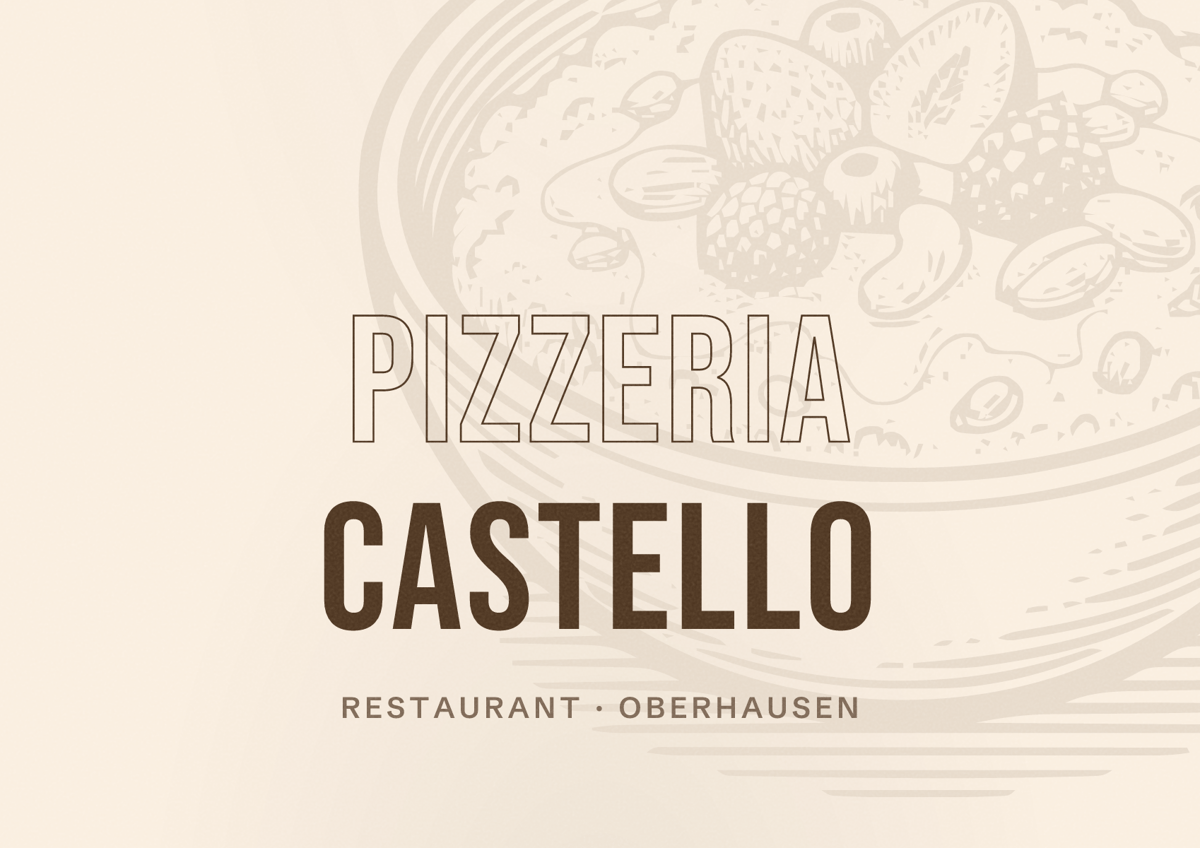 Illustriertes Poster von Pizzeria Castello, Restaurant in Oberhausen